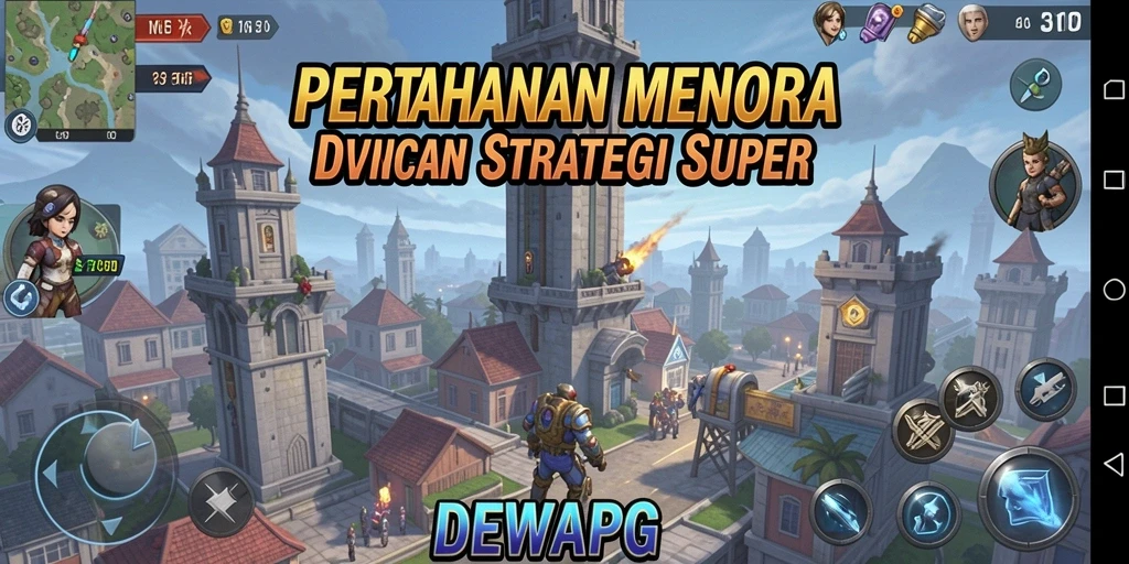Tangkapan layar gameplay DEWAPG menunjukkan strategi menara yang menarik.