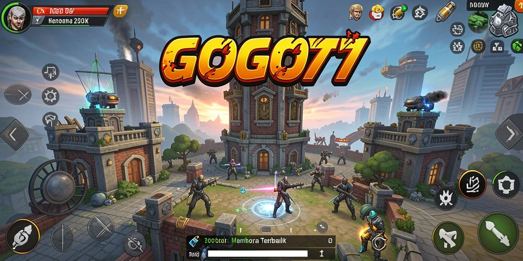 Tangkapan layar GOGO77 menampilkan aksi mendebarkan dalam pertahanan menara yang intens.