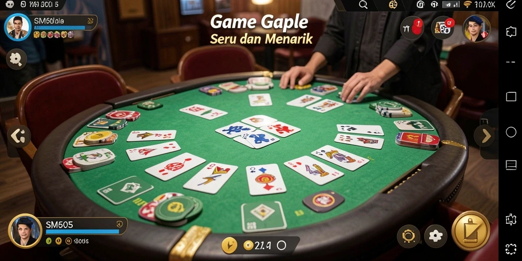 Tampilan gameplay SM605 dengan suasana Gaple yang seru.