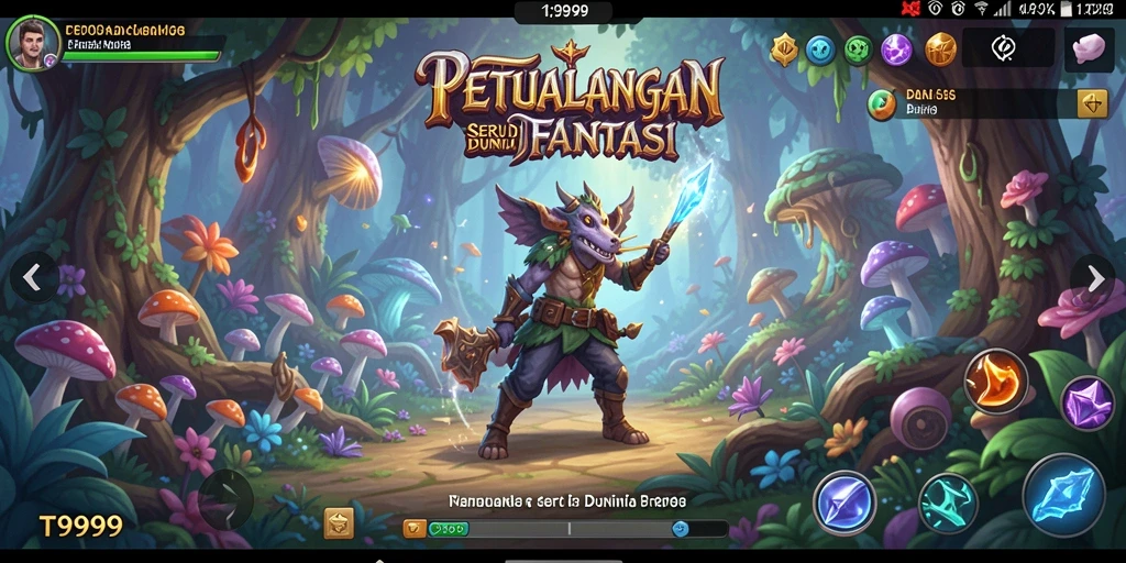 Gameplay T9999 yang menampilkan aksi petualangan penuh warna.