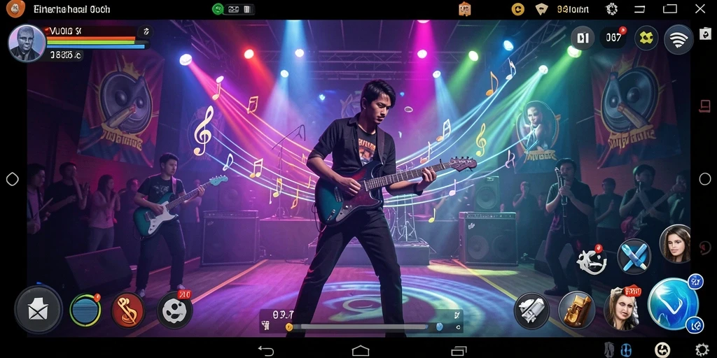 Tampilan gameplay V07 yang menampilkan interaksi musik yang menarik.